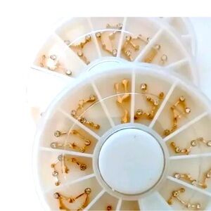 Zodiac signs Gold Tone Nail Art Charm Wheel Set